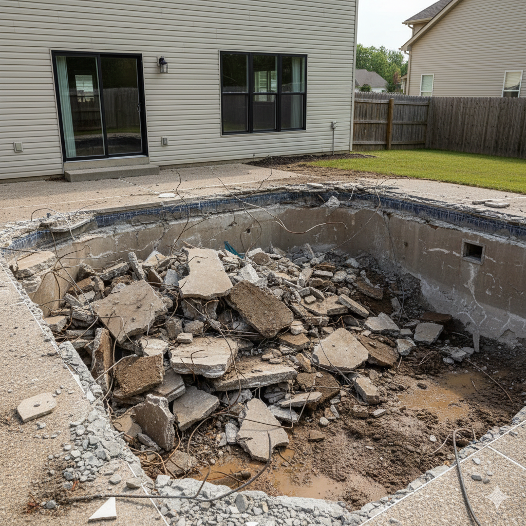 Contractor performing structural pool demolition and removal in Saint Louis