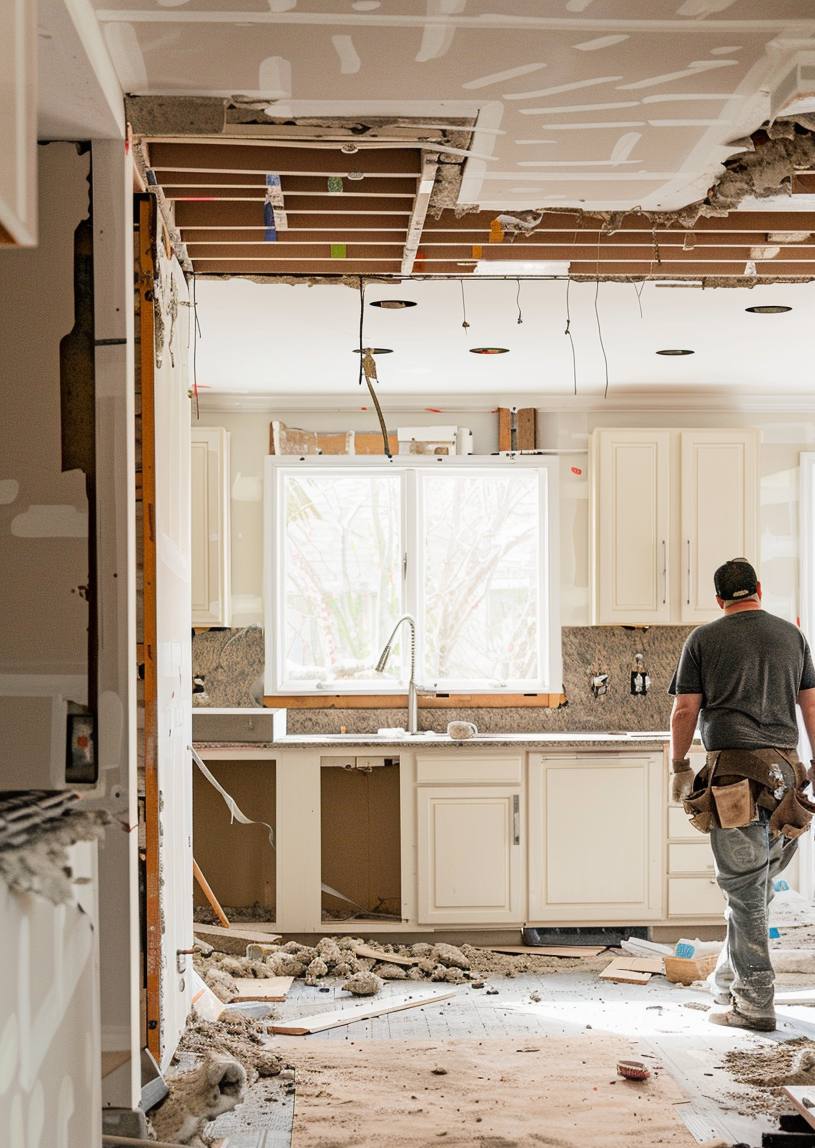 Residential property demolition in Saint Louis with crew removing structure